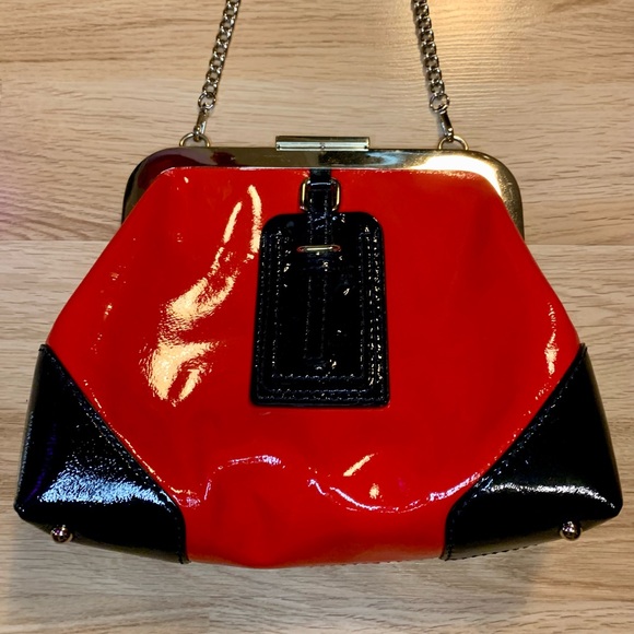 Kate Spade NY shoulder bag with gold hardware clasp red vermilion color way - Picture 2 of 5